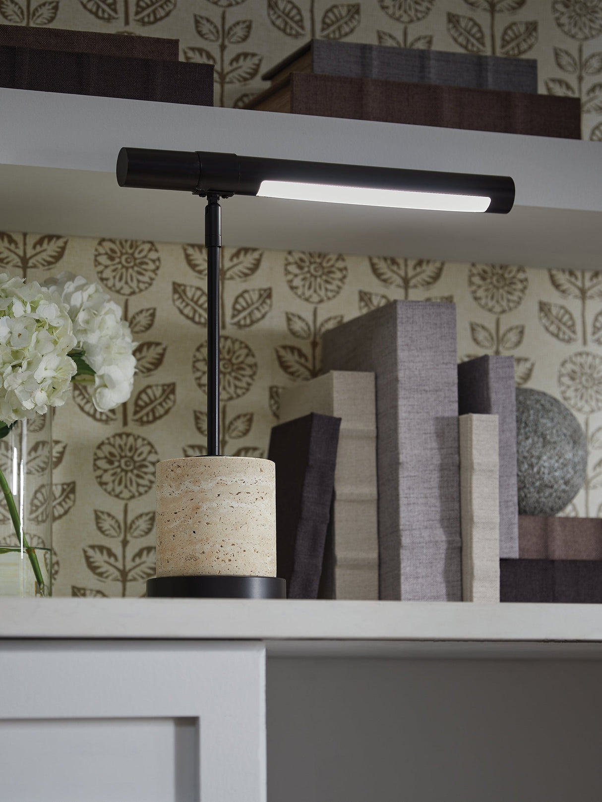 Vinmour Brown/Beige Desk Lamp by Ashley at Eve Furniture