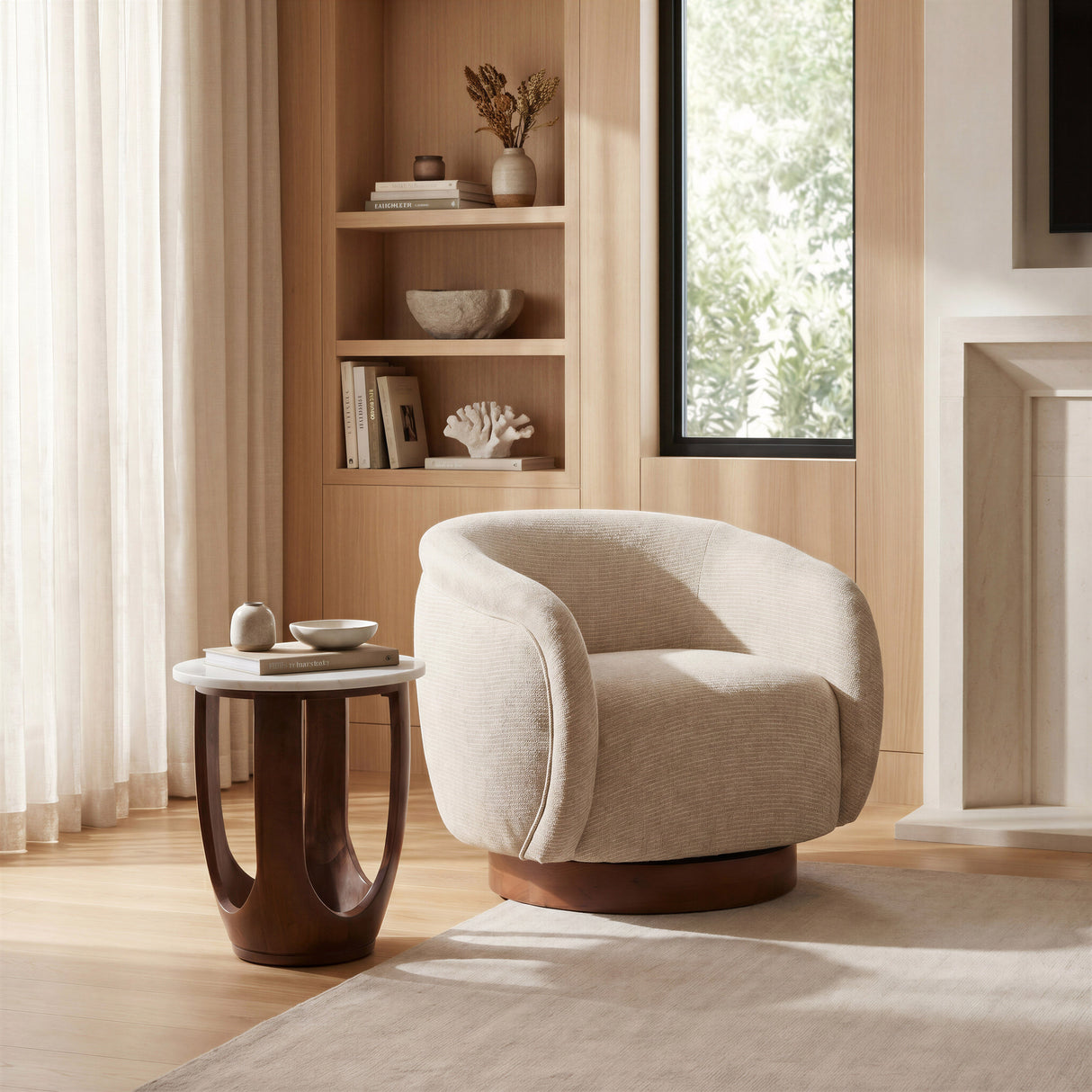 Vinta Beige Swivel Chair by Zuomod at Eve Furniture