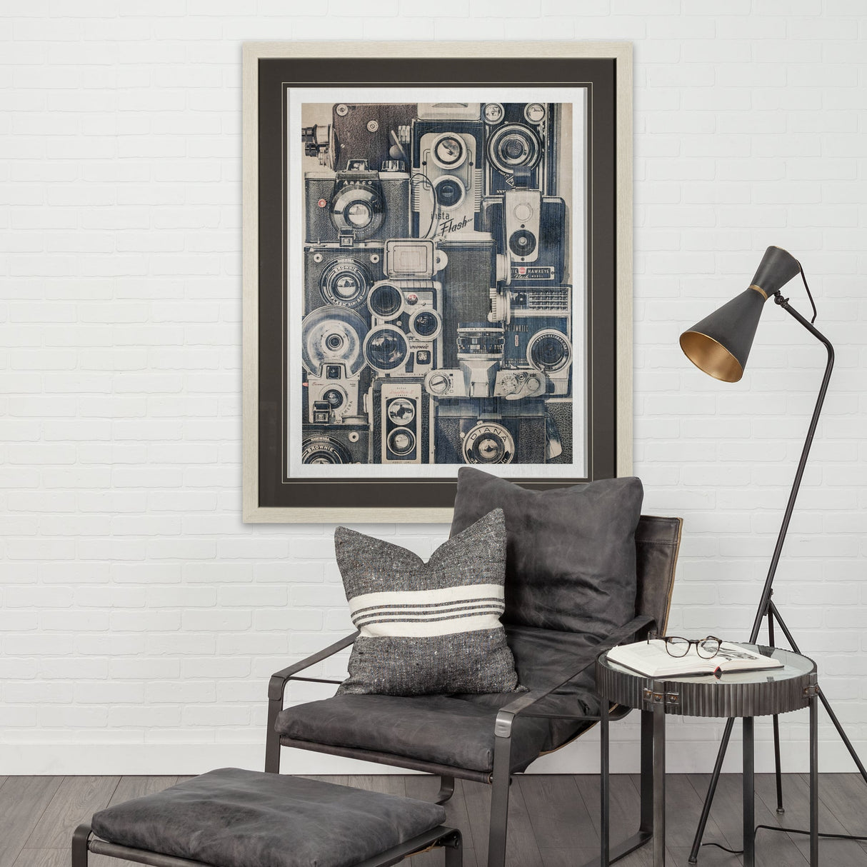 Vintage Cameras by Thomas Brown a Hand Embellished Textured Framed Art Print Matted under Glass by Mercana at Eve Furniture