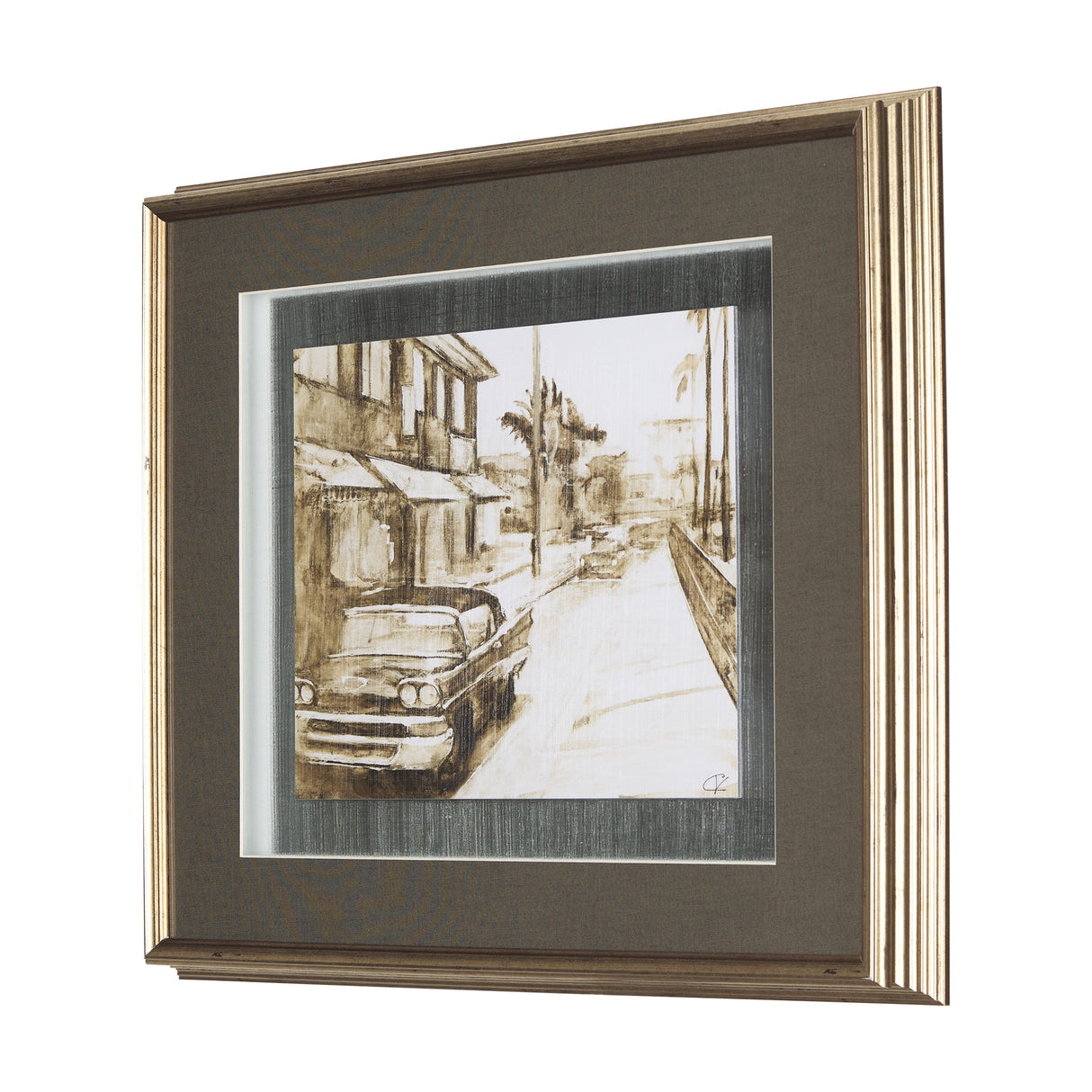 Vintage Car Picture I by Mercana Studio Hand Embellished Textured Framed Art Print Matted under Glas by Mercana at Eve Furniture