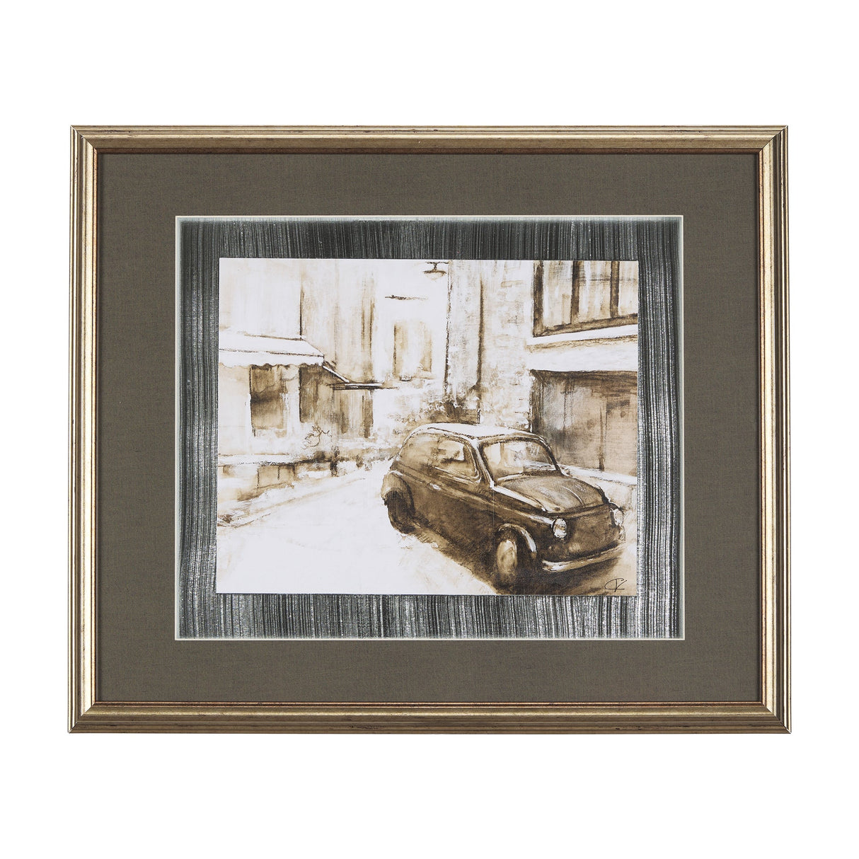 Vintage Car Picture II by Mercana Studio Hand Embellished Framed Art Print Matted under Glass by Mercana at Eve Furniture
