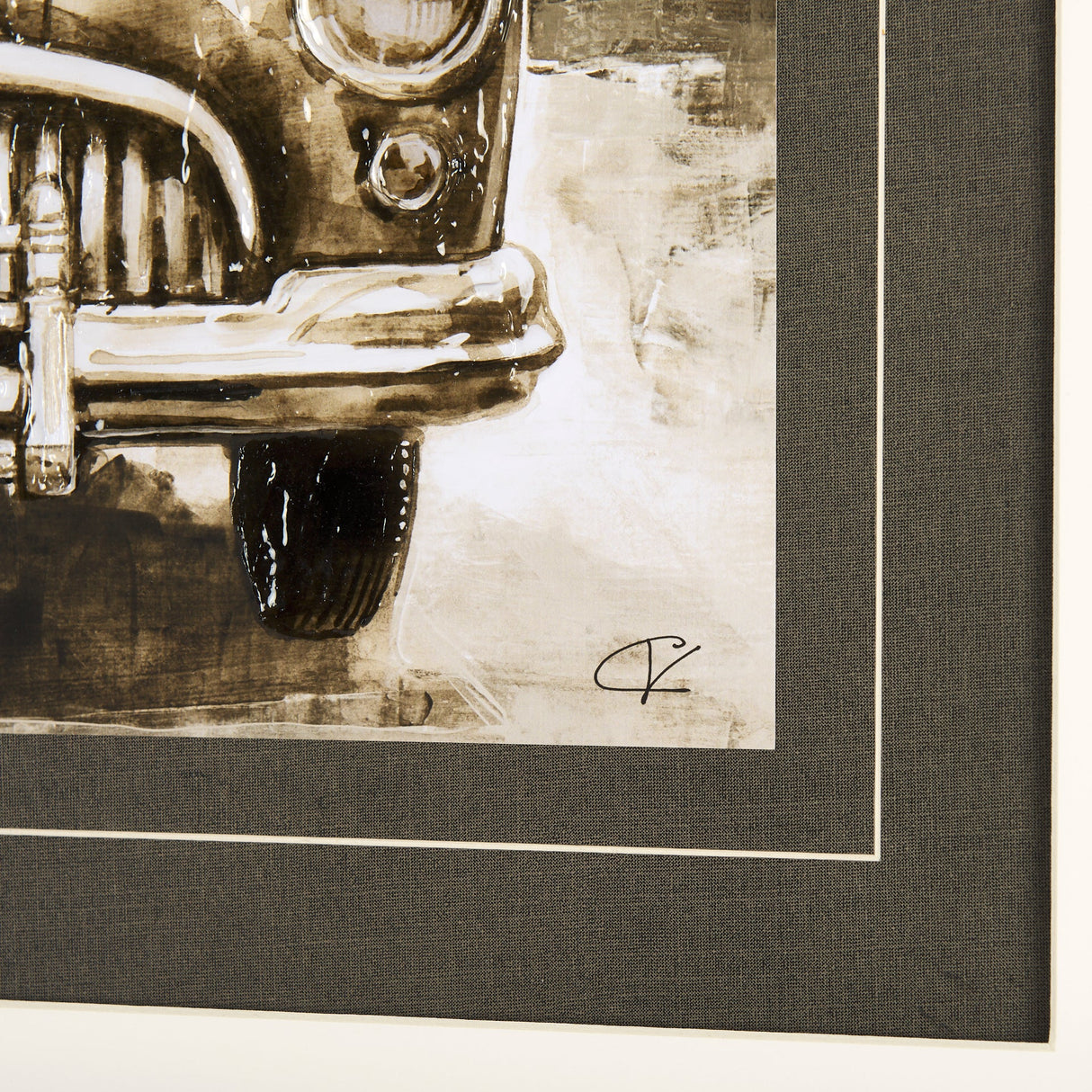 Vintage Car Picture III by Mercana Studio Hand Embellished Framed Art Print Matted under Glass by Mercana at Eve Furniture