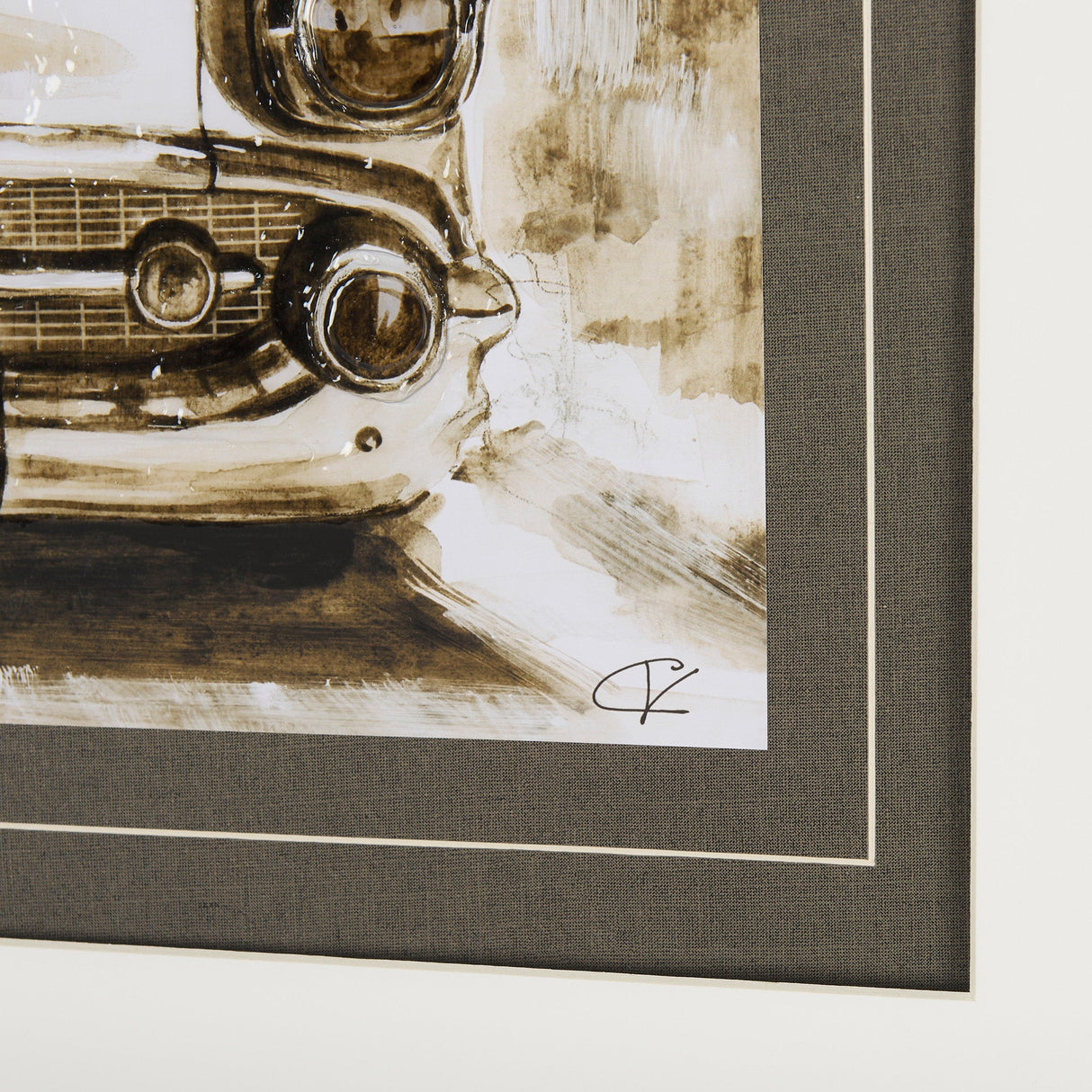 Vintage Car Picture IV by Mercana Studio Hand Embellished Framed Art Print Matted under Glass by Mercana at Eve Furniture