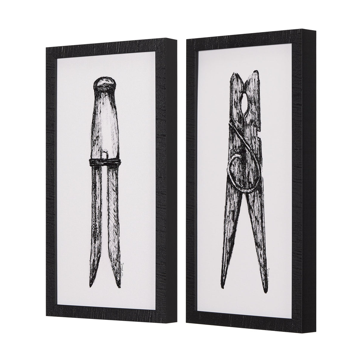 Vintage Cloth Peg I by Mercana Studio a Hand Embellished Textured Framed Art Print by Mercana at Eve Furniture