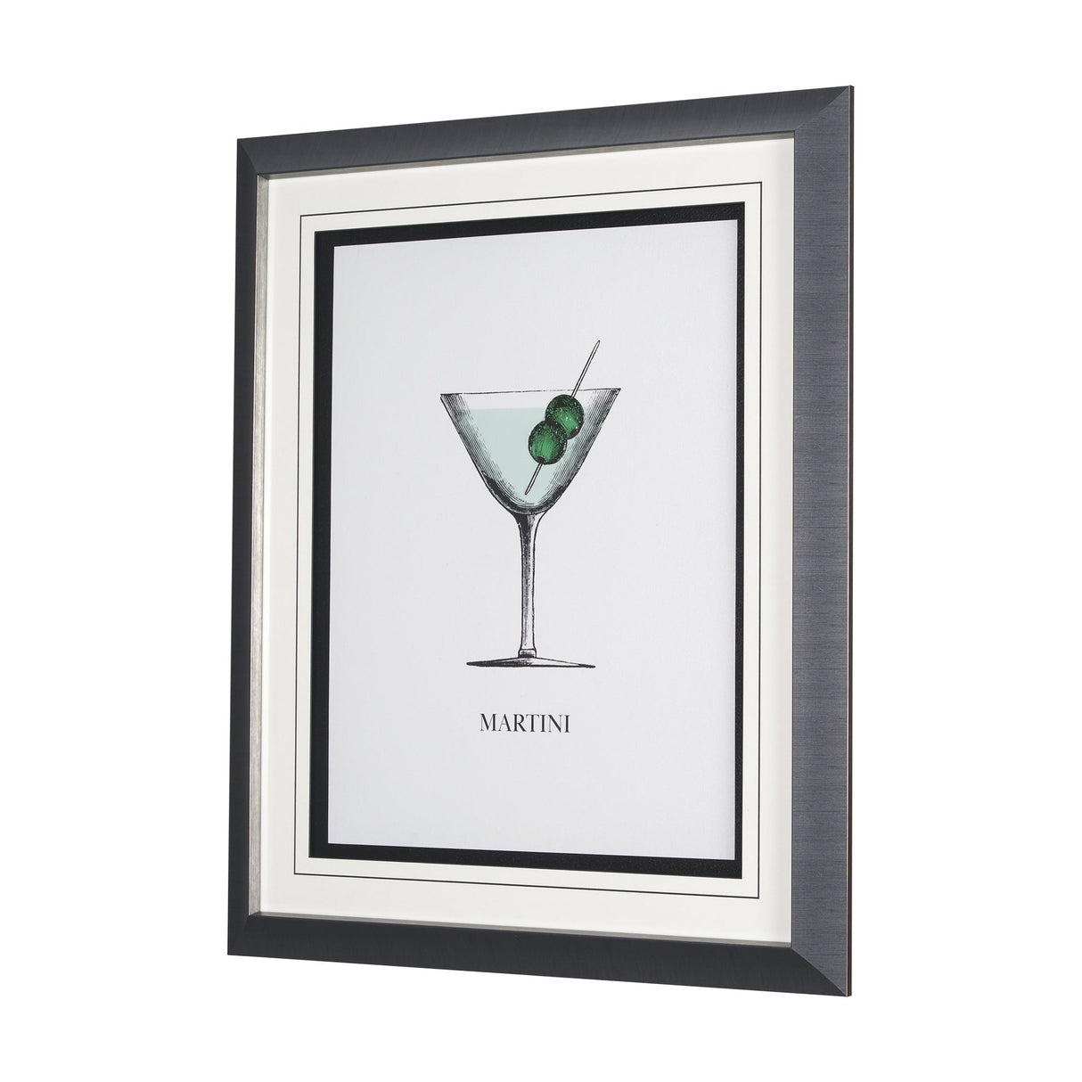 Vintage Cocktails-Martini by Gwen Aspell Hand Embellished Framed Art Print Matted under Glass by Mercana at Eve Furniture