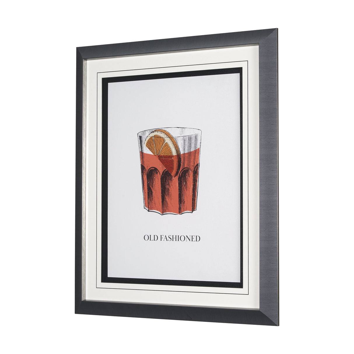 Vintage Cocktails-Old Fashion by Gwen Aspell Hand Embellished Framed Art Print Matted under Glass by Mercana at Eve Furniture