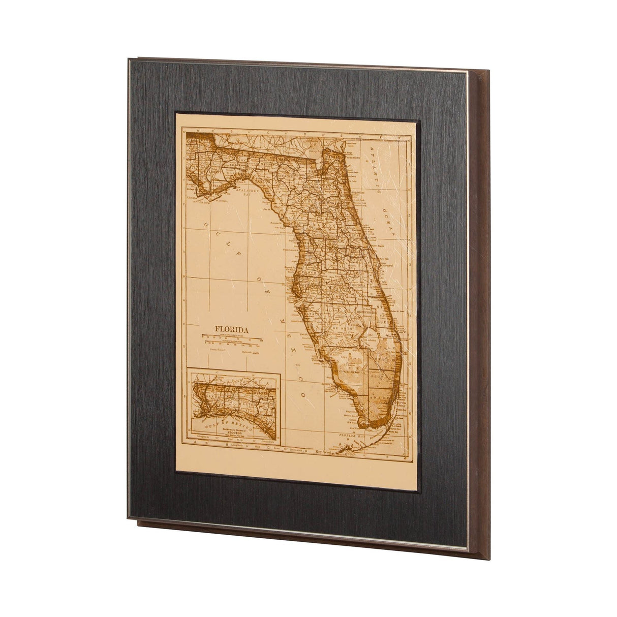 Vintage Florida Map by Mercana Studio a Hand Embellished Textured Framed Art Print by Mercana at Eve Furniture