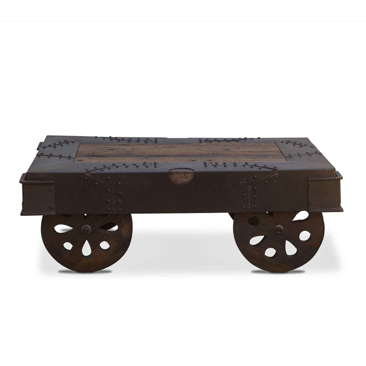 Vintage Industrial 48" Wheeled Coffee Table by Home Trends & Design at Eve Furniture