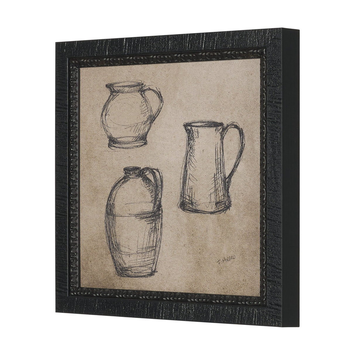 Vintage Tableware Sketch (Set of 2) by Mercana Studio Hand Embelished Textured Framed Canvas Matted by Mercana at Eve Furniture