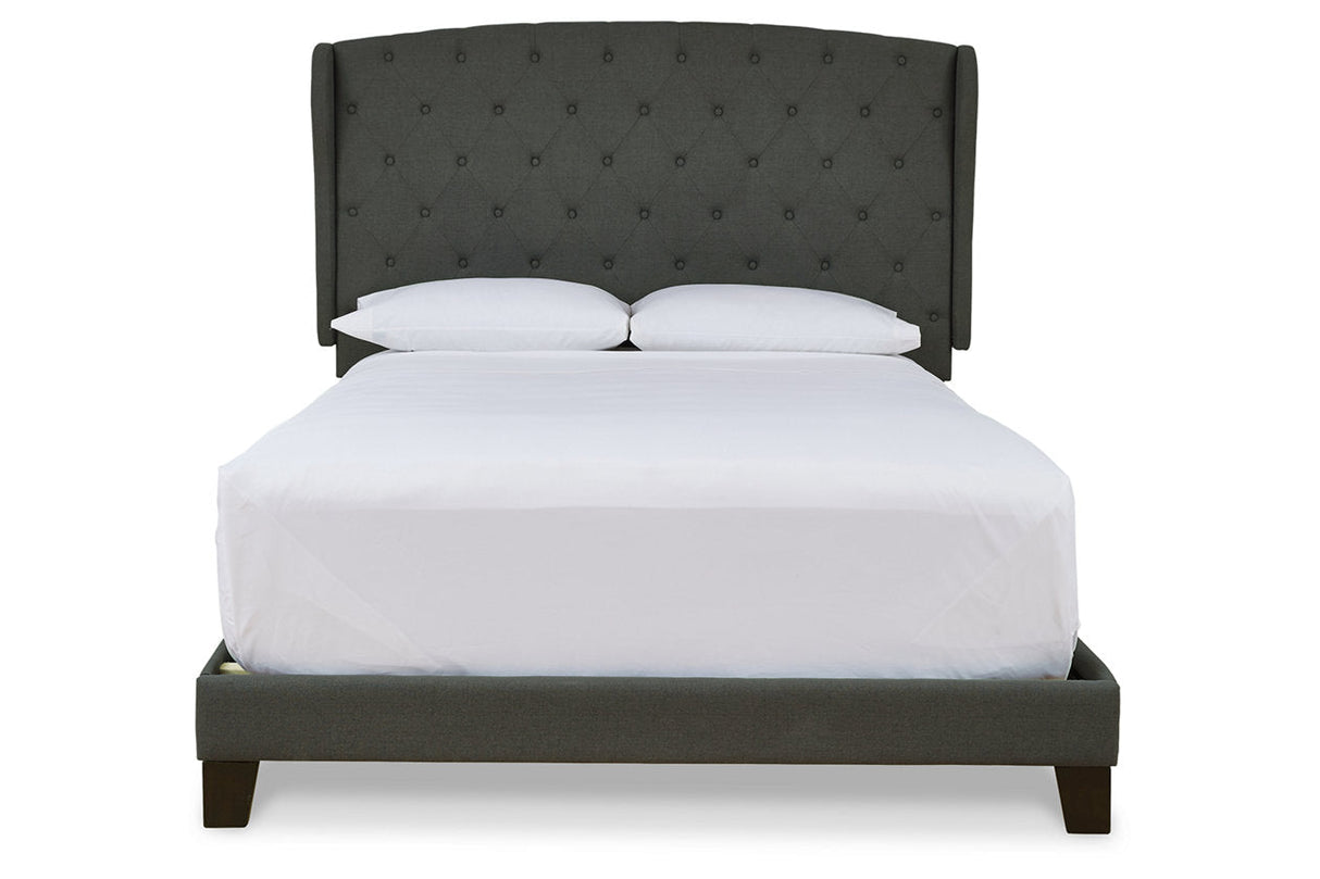 Vintasso Charcoal King Upholstered Platform Bed by Ashley at Eve Furniture