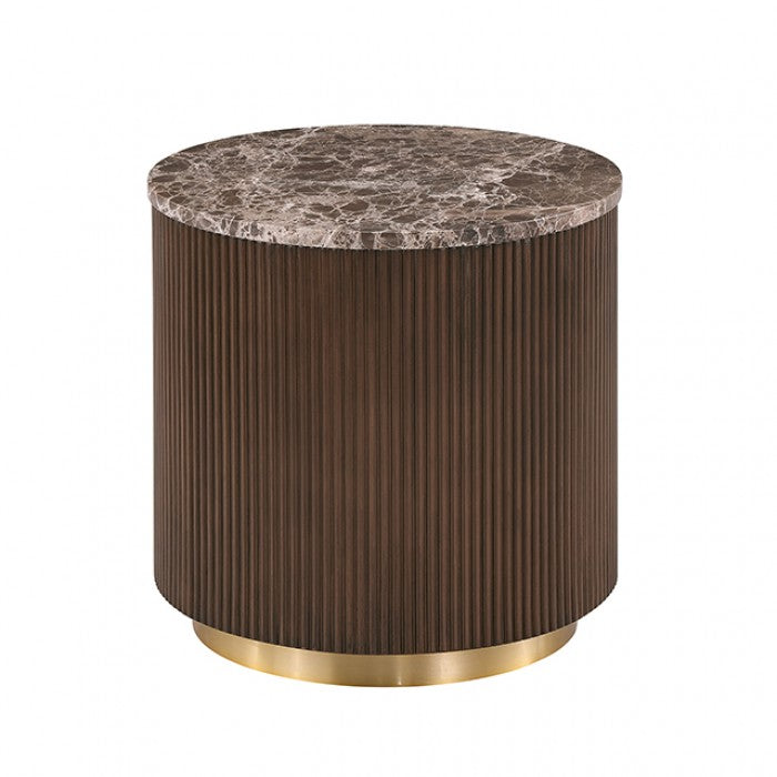Virden Dark Brown Round End Table by Furniture of America at Eve Furniture