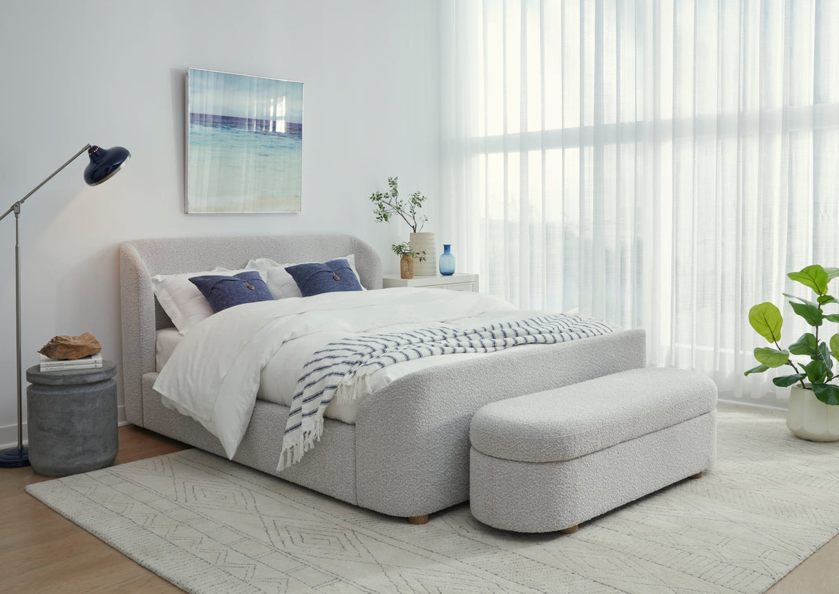 Virgil Kiki Cotton Ball Full Upholstered Platform Bed by Modus Furniture at Eve Furniture