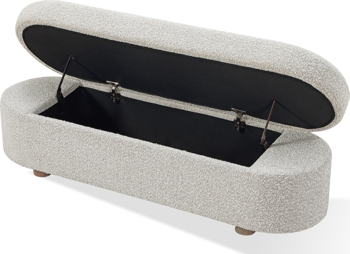 Virgil Kiki Cotton Ball Upholstered Hinged Storage Bench by Modus Furniture at Eve Furniture