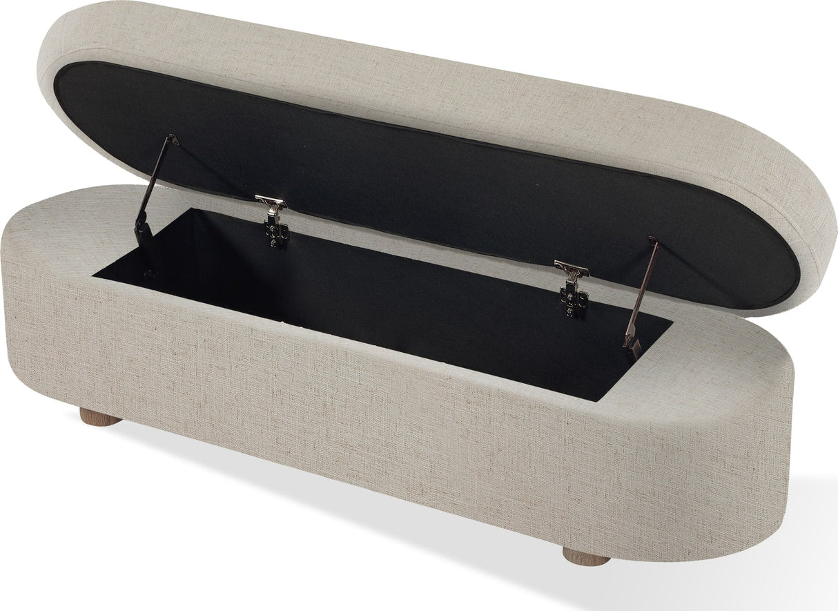 Virgil Kiki Whipped Honey Upholstered Storage Bench by Modus Furniture at Eve Furniture