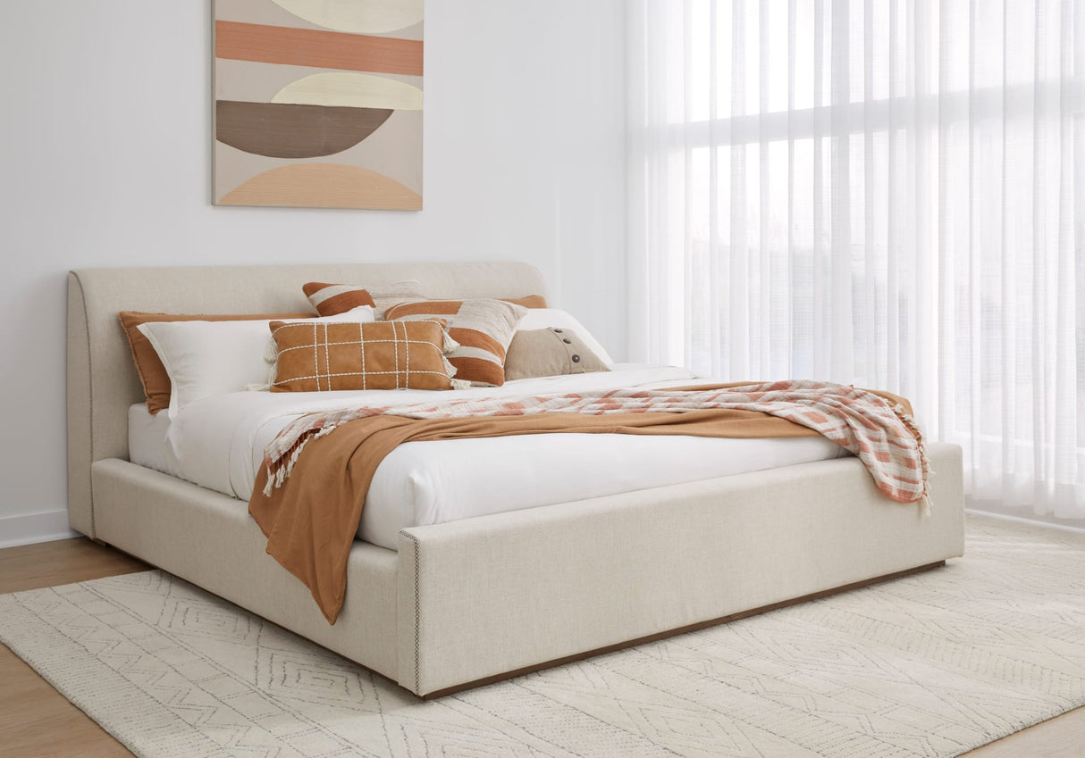 Virgil Louis Natural California King Upholstered Platform Bed by Modus Furniture at Eve Furniture
