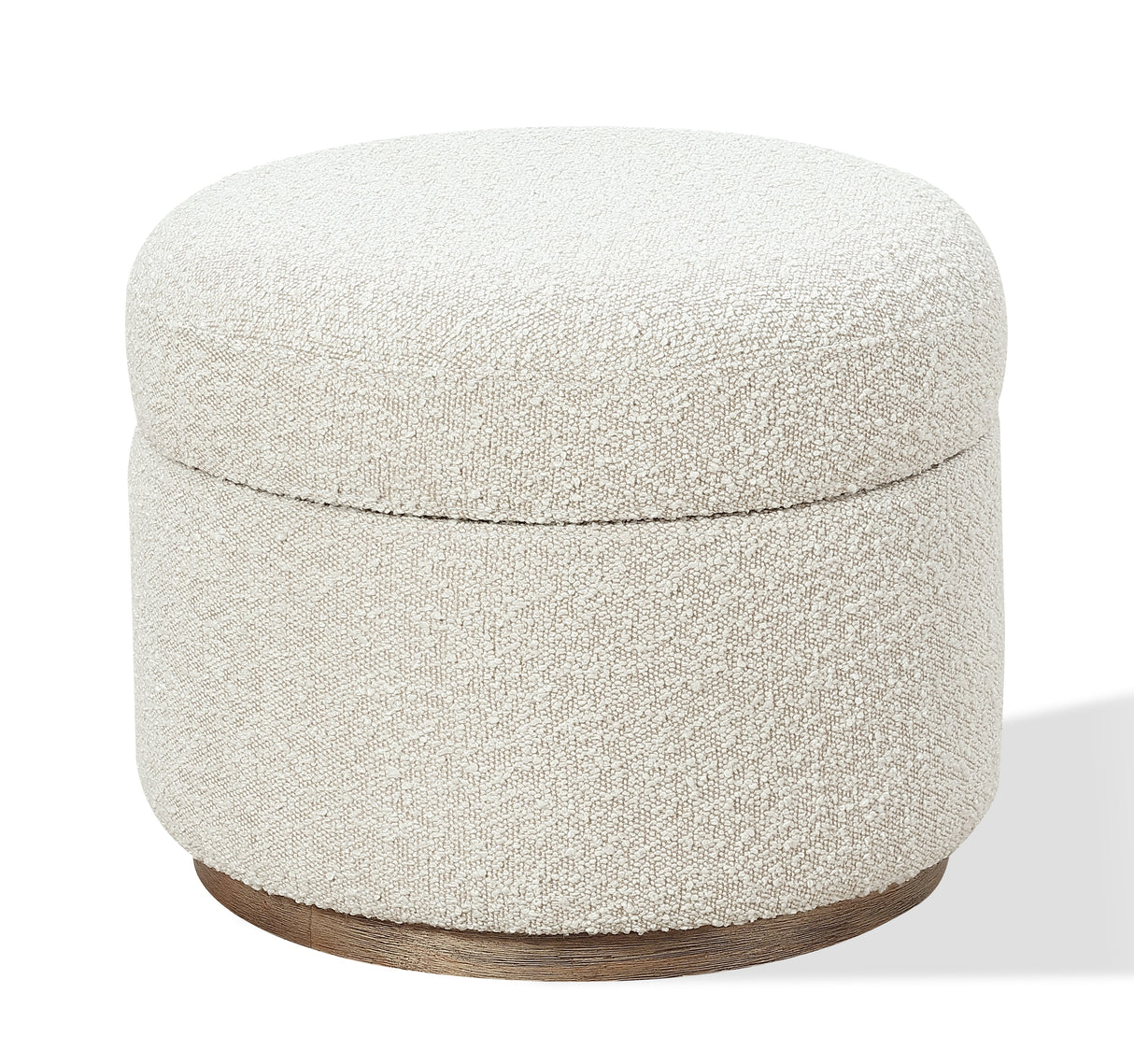 Virgil Off-White Upholstered Storage Ottoman in Ricotta Boucle by Modus Furniture at Eve Furniture