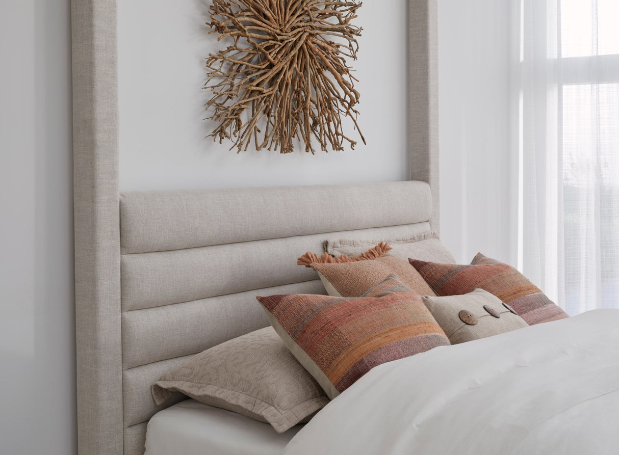 Virgil Rockford Turtle Dove California King Upholstered Canopy Bed by Modus Furniture at Eve Furniture