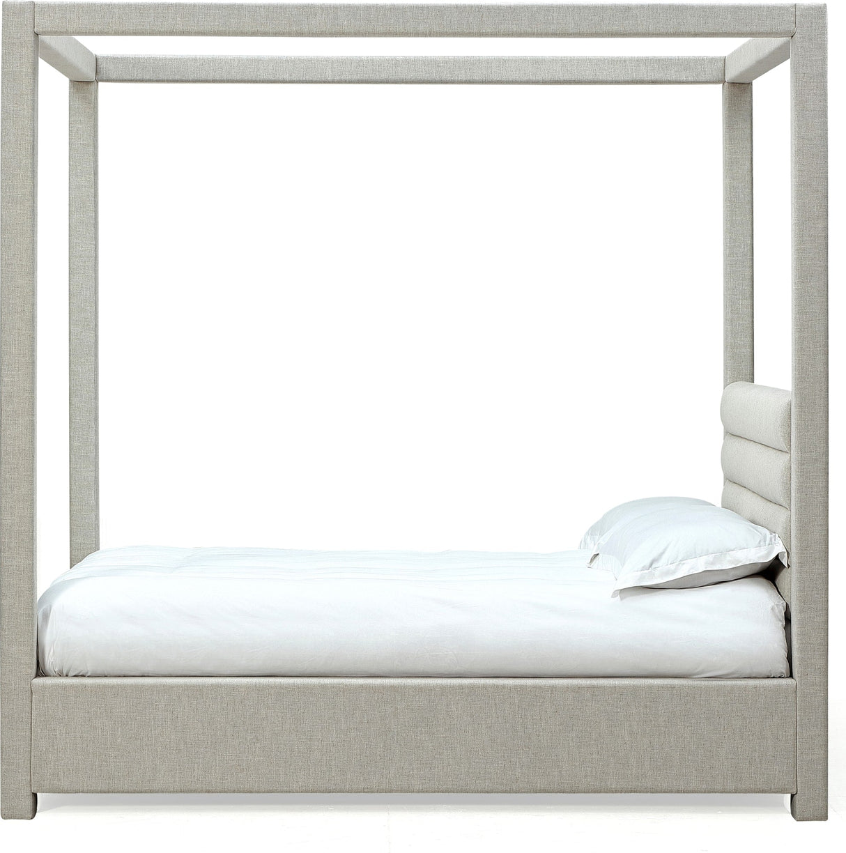 Virgil Rockford Turtle Dove Queen Upholstered Canopy Bed by Modus Furniture at Eve Furniture