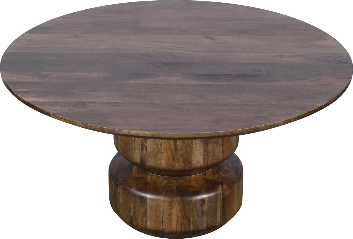 Virton Smoked Brown Solid Wood Round Coffee Table by Modus Furniture at Eve Furniture