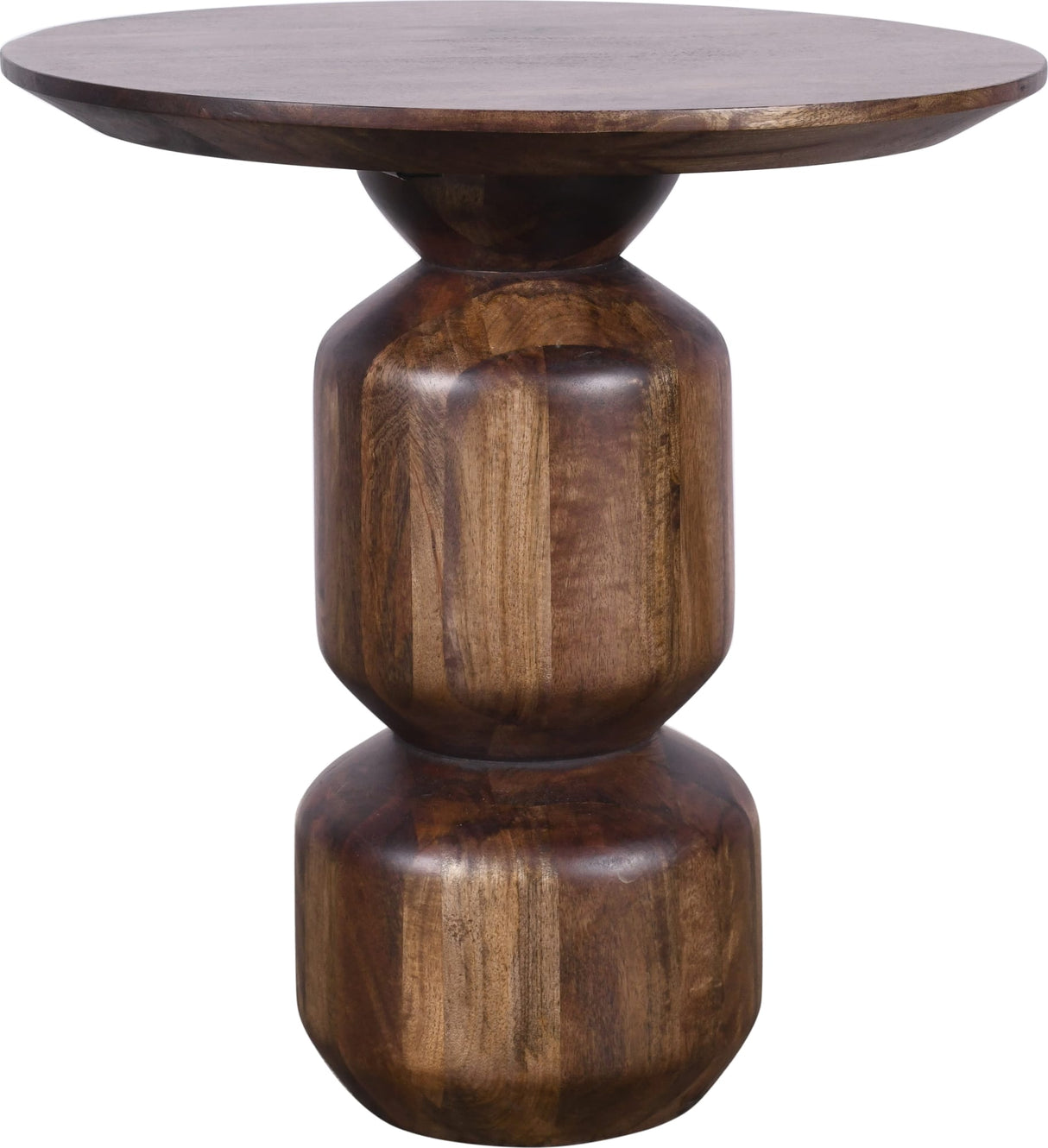 Virton Smoked Brown Solid Wood Round End Table by Modus Furniture at Eve Furniture