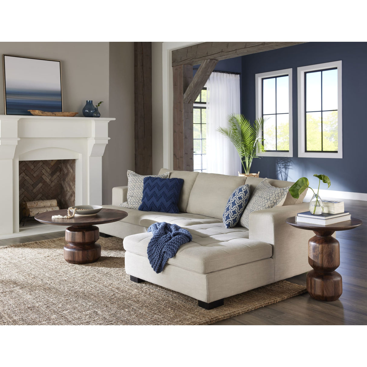 Virton Solid Wood Round End Table in Smoked Brown by Modus Furniture at Eve Furniture