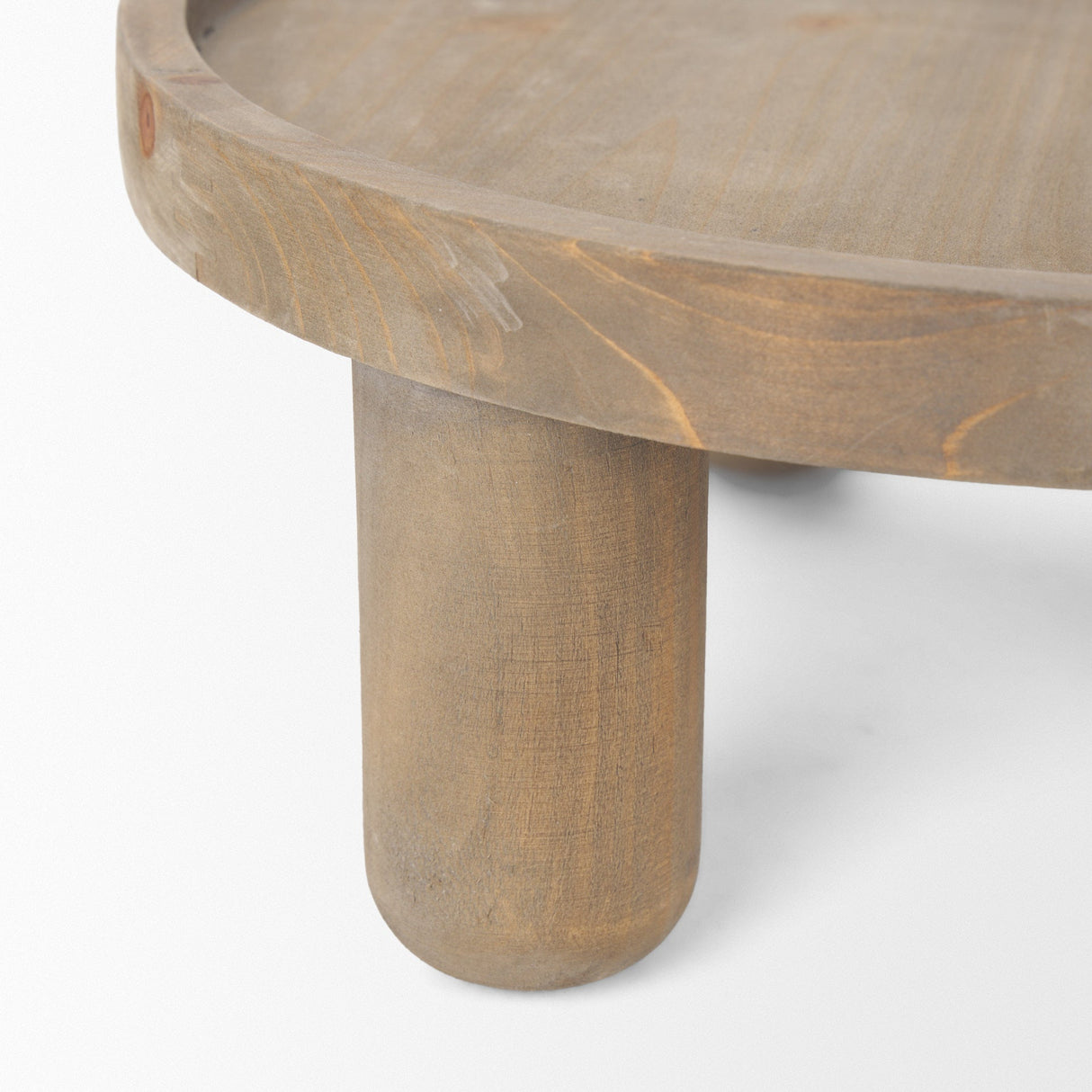 Virve Round Light Brown Wood w/ Gray Wash Wooden Trays by Mercana at Eve Furniture