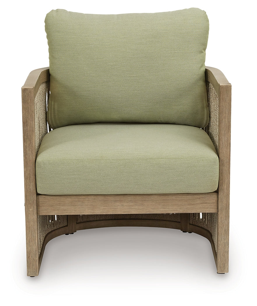 Vision Lane Beige/Green Outdoor Lounge Chair (Set of 2) by Ashley at Eve Furniture