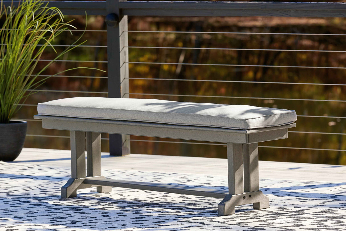 Visola Gray Bench with Cushion by Ashley at Eve Furniture