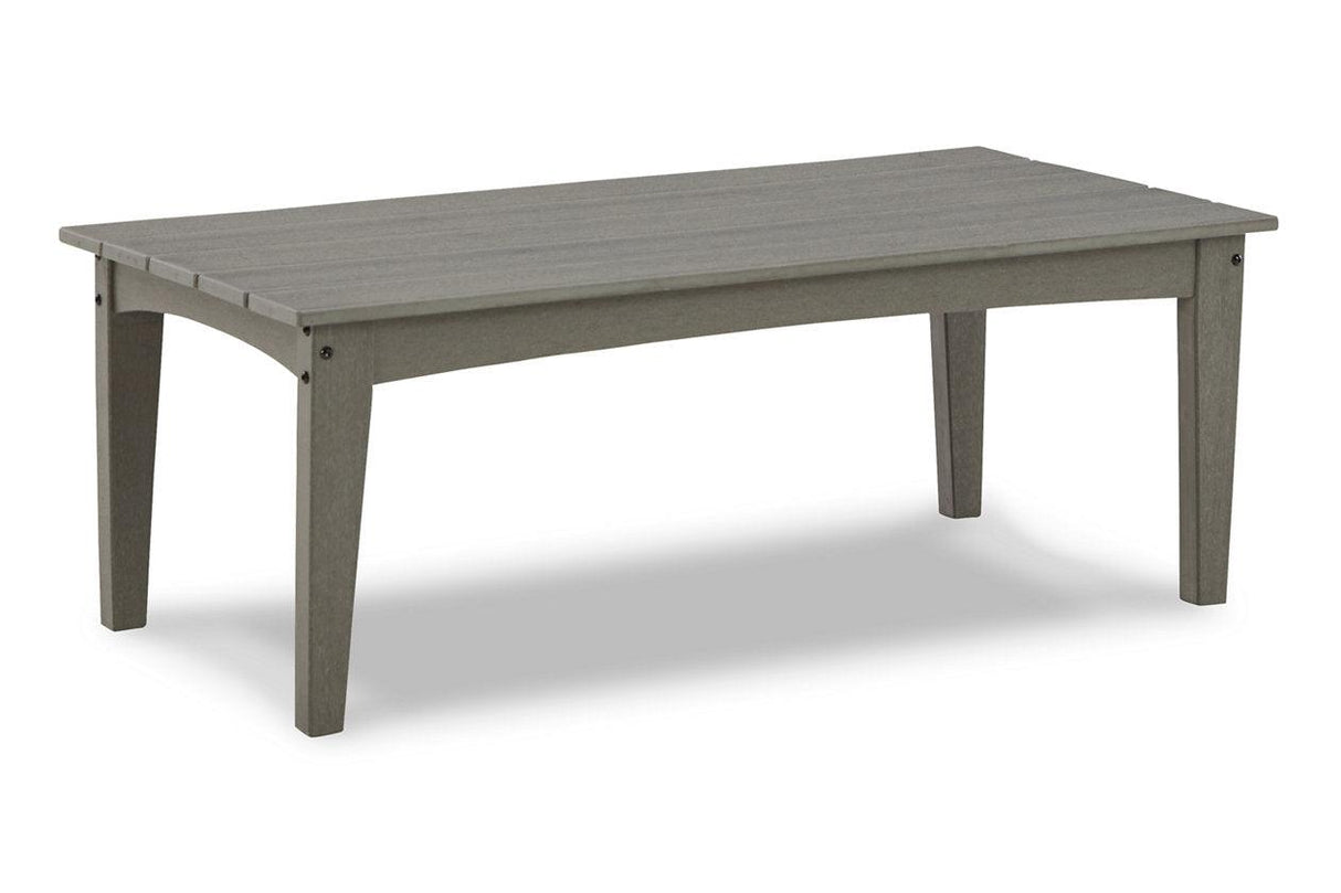 Visola Gray Outdoor Sofa and 2 Chairs with Coffee Table by Ashley at Eve Furniture