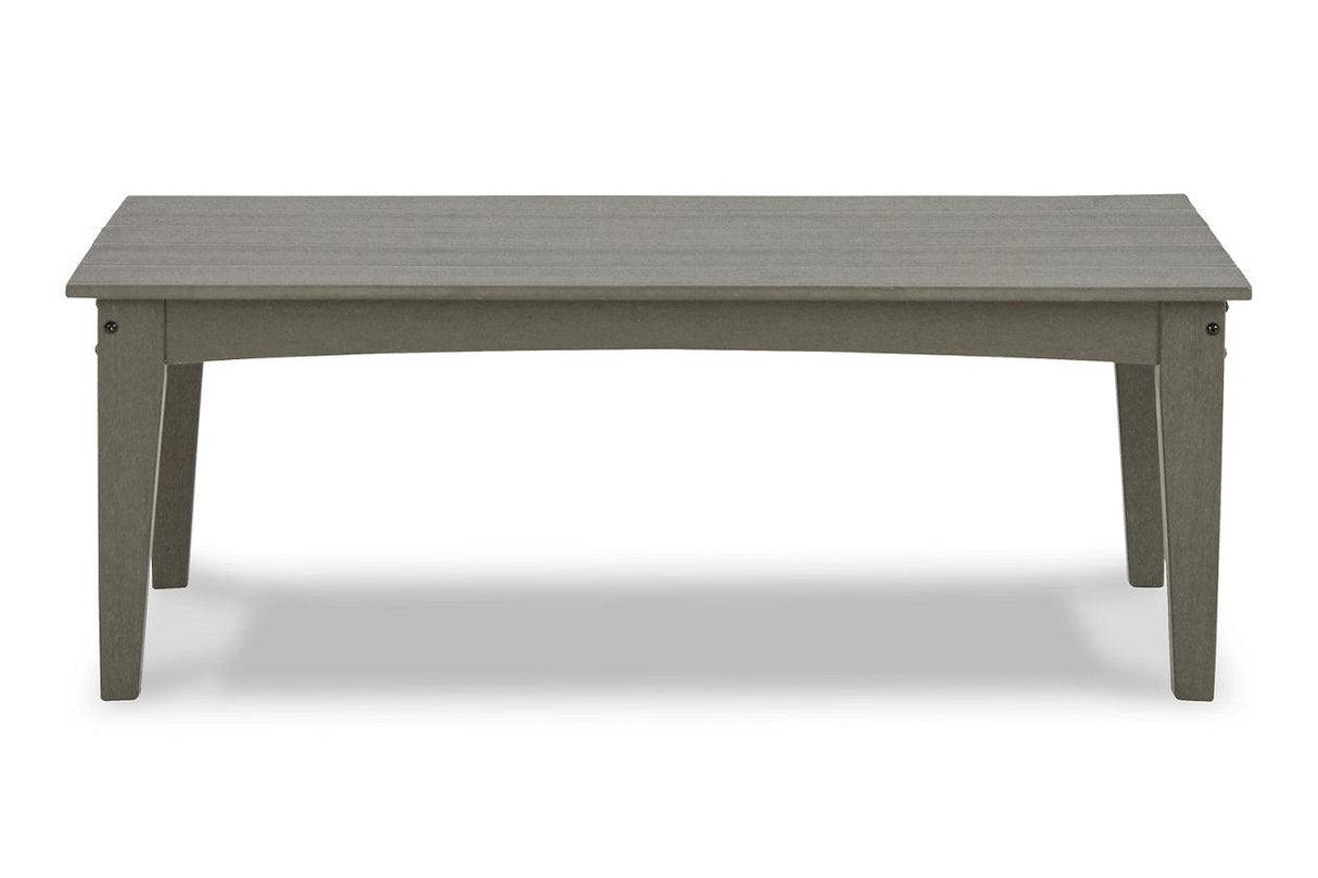 Visola Gray Outdoor Loveseat and 2 Chairs with Coffee Table by Ashley at Eve Furniture