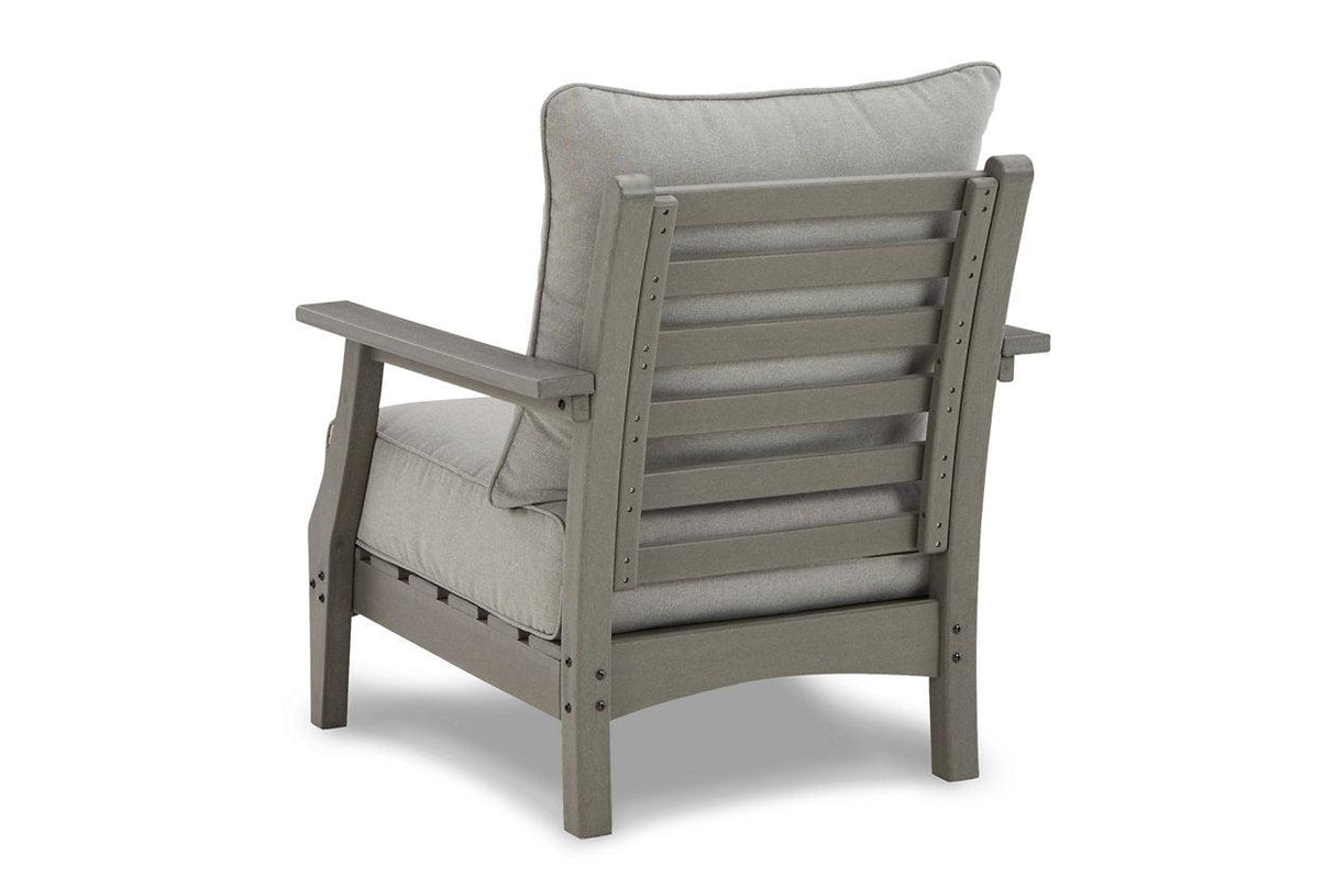 Visola Gray Outdoor Loveseat and 2 Chairs with Coffee Table by Ashley at Eve Furniture