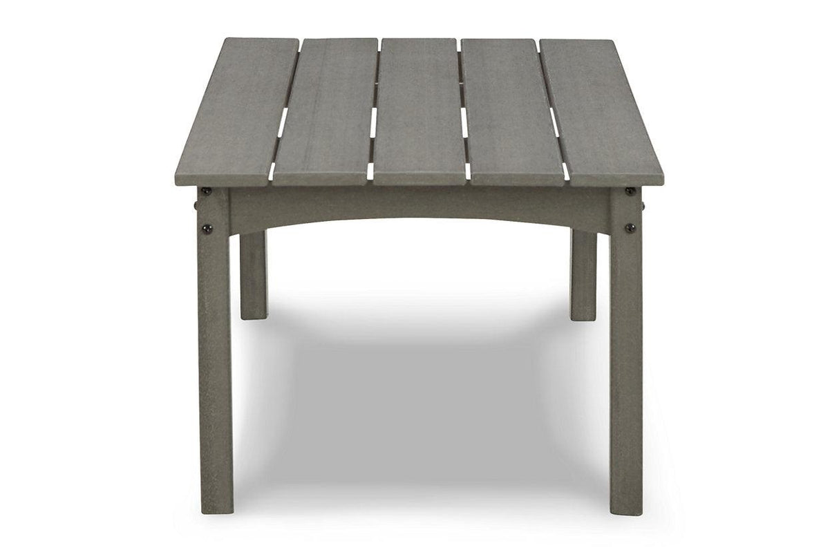 Visola Gray Outdoor Sofa and 2 Chairs with Coffee Table by Ashley at Eve Furniture