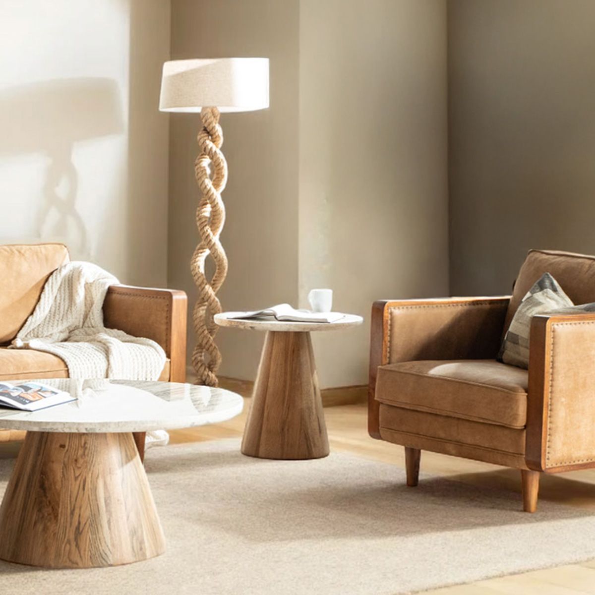 Vista 22" Side Table with White Travertine and Light Base by Home Trends & Design at Eve Furniture