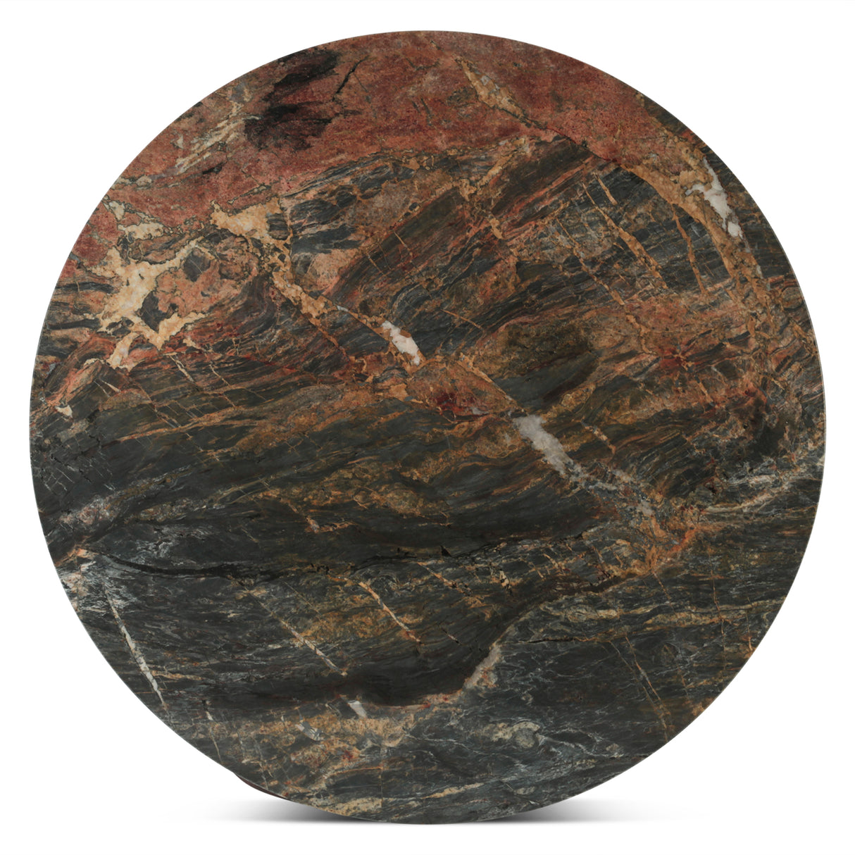 Vista 48" Round Dining Table with Lava Marble and Dark Mango Base by Home Trends & Design at Eve Furniture