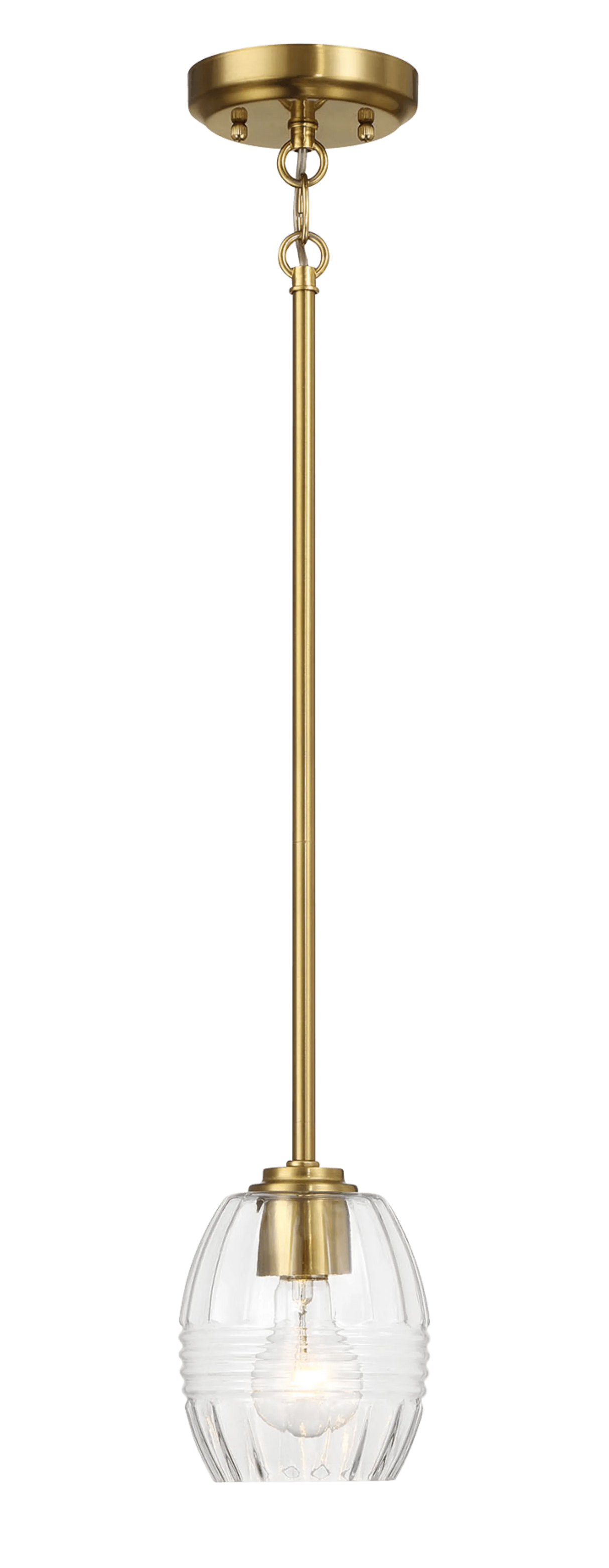 Vista Single Pendant Chain Hanging Light with Clear Glass - Satin Brass by Ashcroft Furniture at Eve Furniture