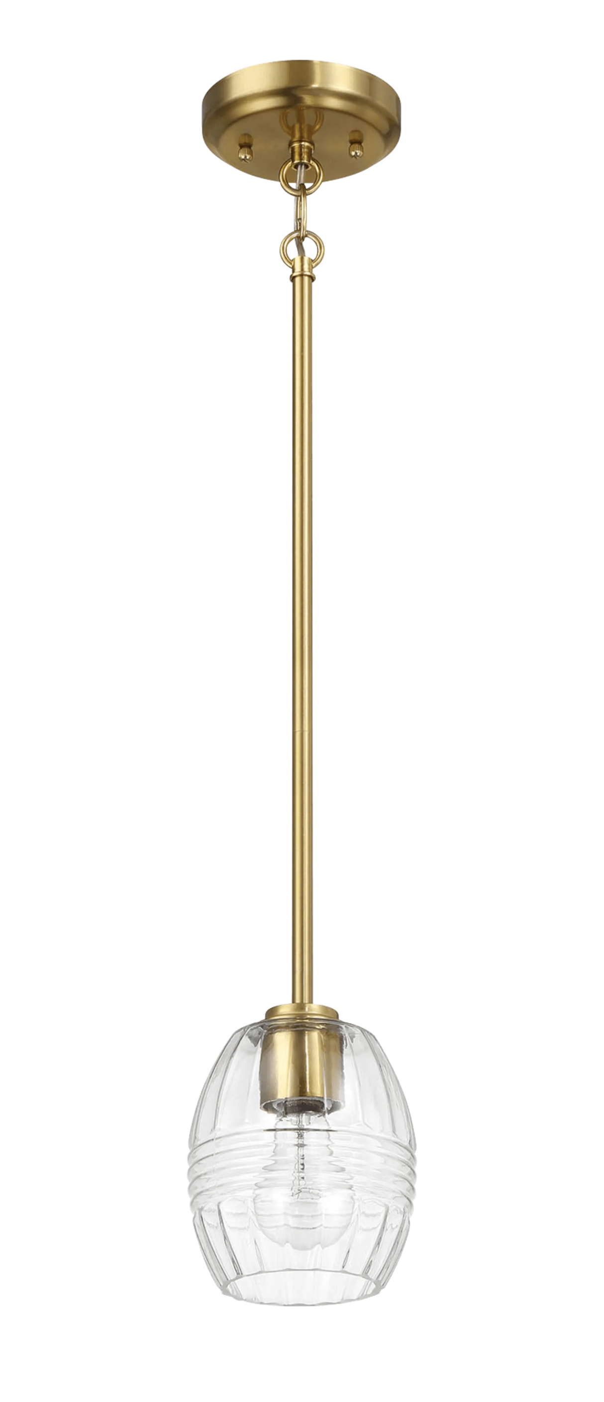 Vista Single Pendant Chain Hanging Light with Clear Glass - Satin Brass by Ashcroft Furniture at Eve Furniture