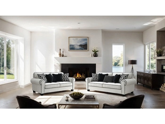 Viviani White Upholstery Living Room Set by Furniture of America at Eve Furniture