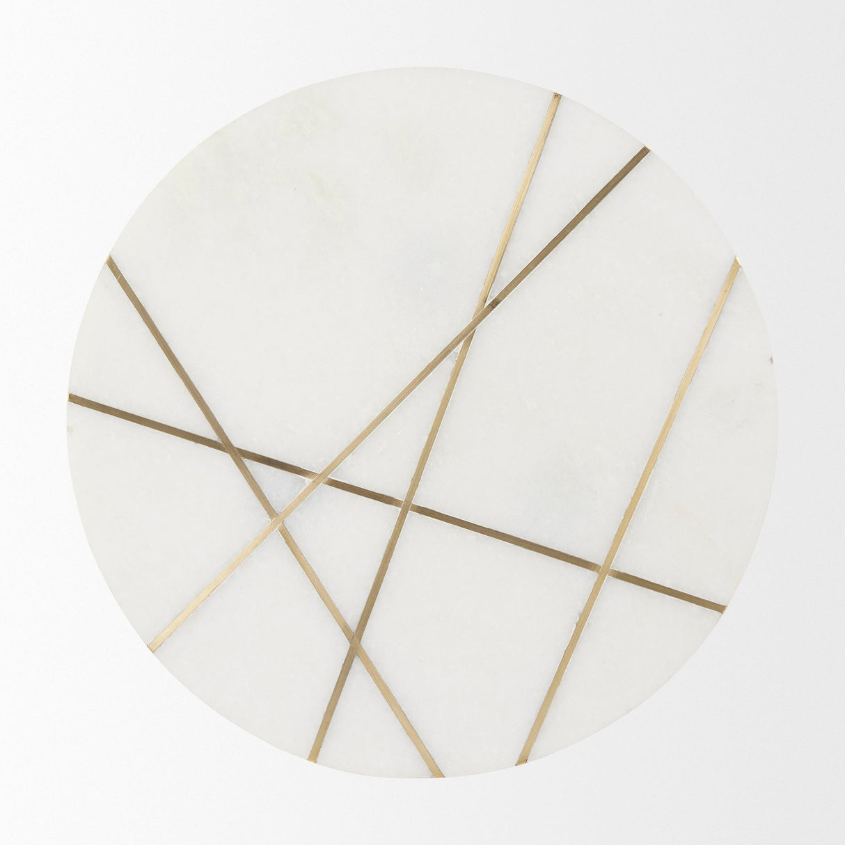 Vivienne 18.0L x 18.0W x 23.0H White Marble W/Antique Gold Metal Round Large Accent Table by Mercana at Eve Furniture