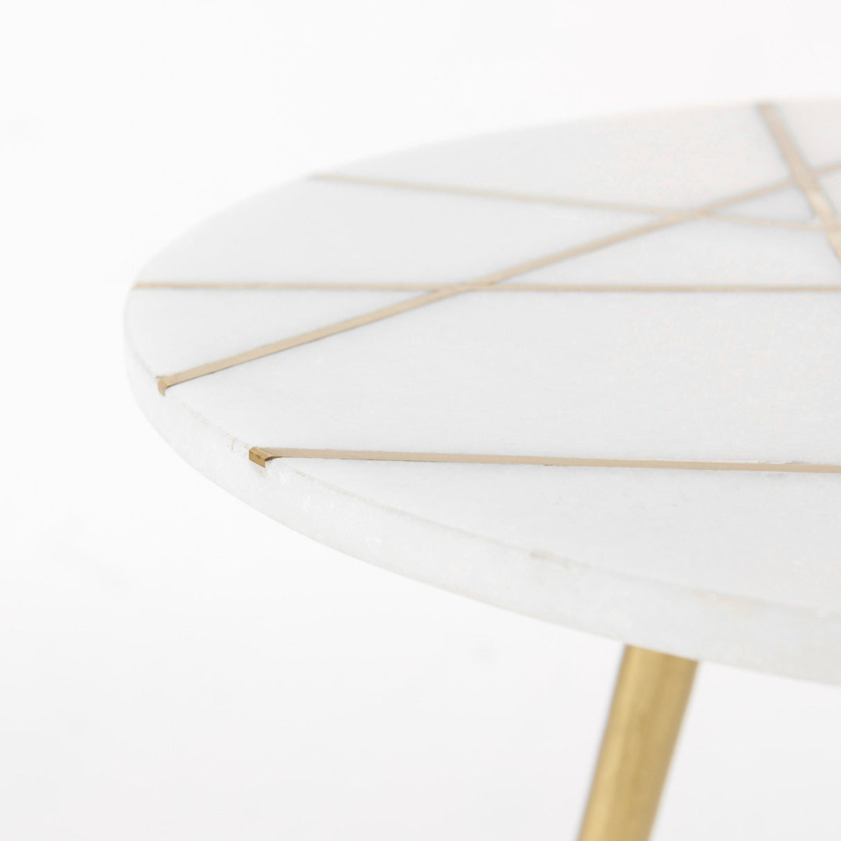 Vivienne 18.0L x 18.0W x 23.0H White Marble W/Antique Gold Metal Round Large Accent Table by Mercana at Eve Furniture