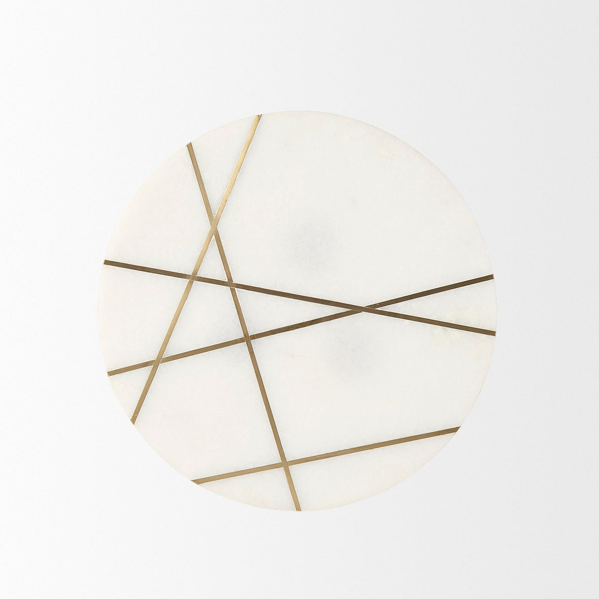 Vivienne White Marble W/Antique Gold Metal Round Small Side Table by Mercana at Eve Furniture