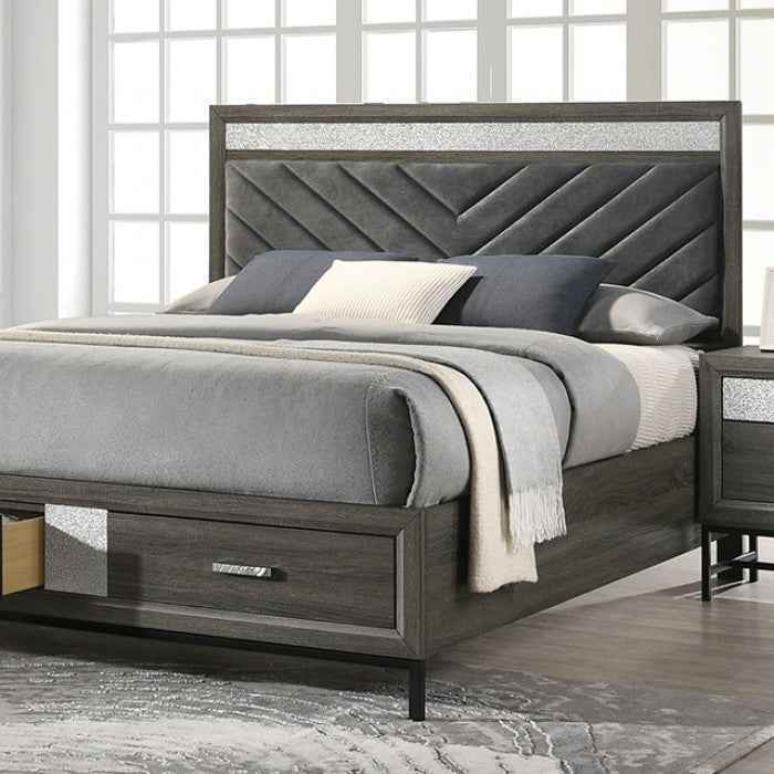 Voleta Gray 4-Piece Queen Bedroom Set by Furniture of America at Eve Furniture