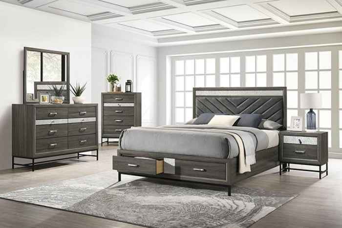 Voleta Gray 4-Piece Queen Bedroom Set by Furniture of America at Eve Furniture