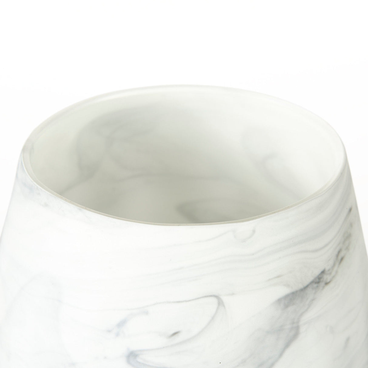 Volta I Short Gray Cream Glass Abstract Pattern Vase by Mercana at Eve Furniture