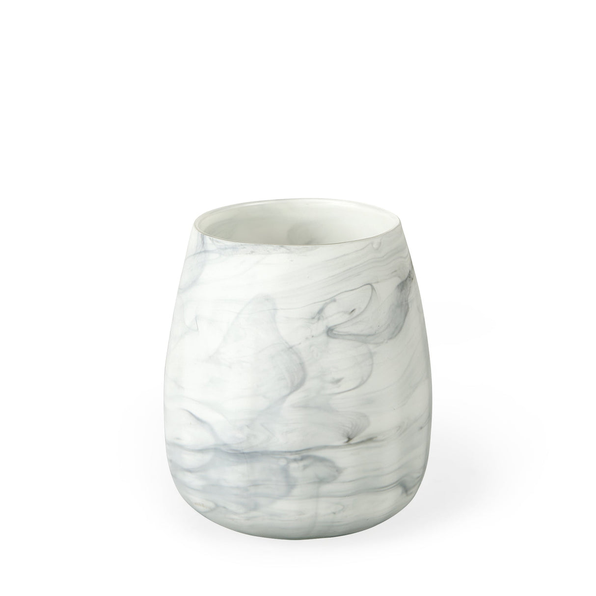 Volta I Short Gray Cream Glass Abstract Pattern Vase by Mercana at Eve Furniture
