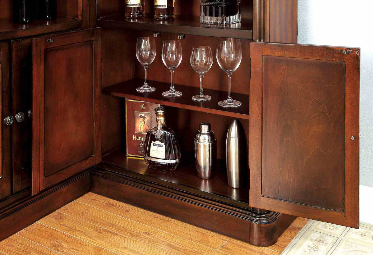Voltaire Dark Cherry Corner Curio Cabinet by Furniture of America at Eve Furniture