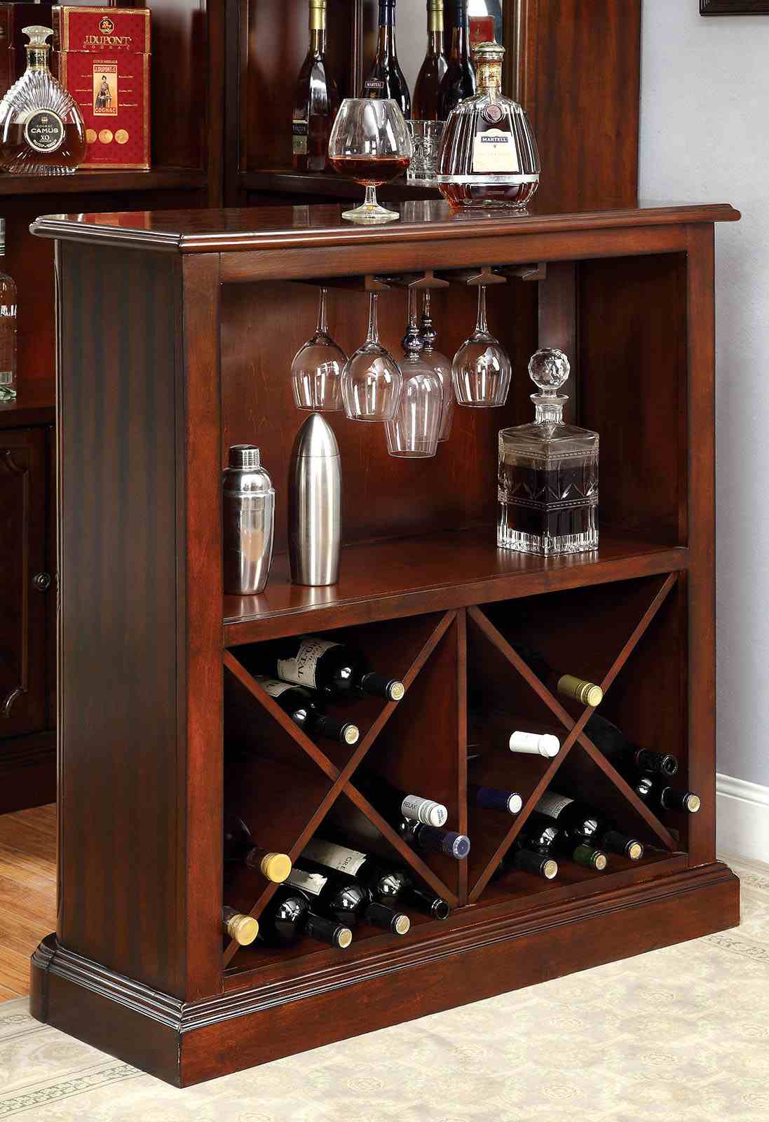 Voltaire Dark Cherry Standing Bar Table by Furniture of America at Eve Furniture