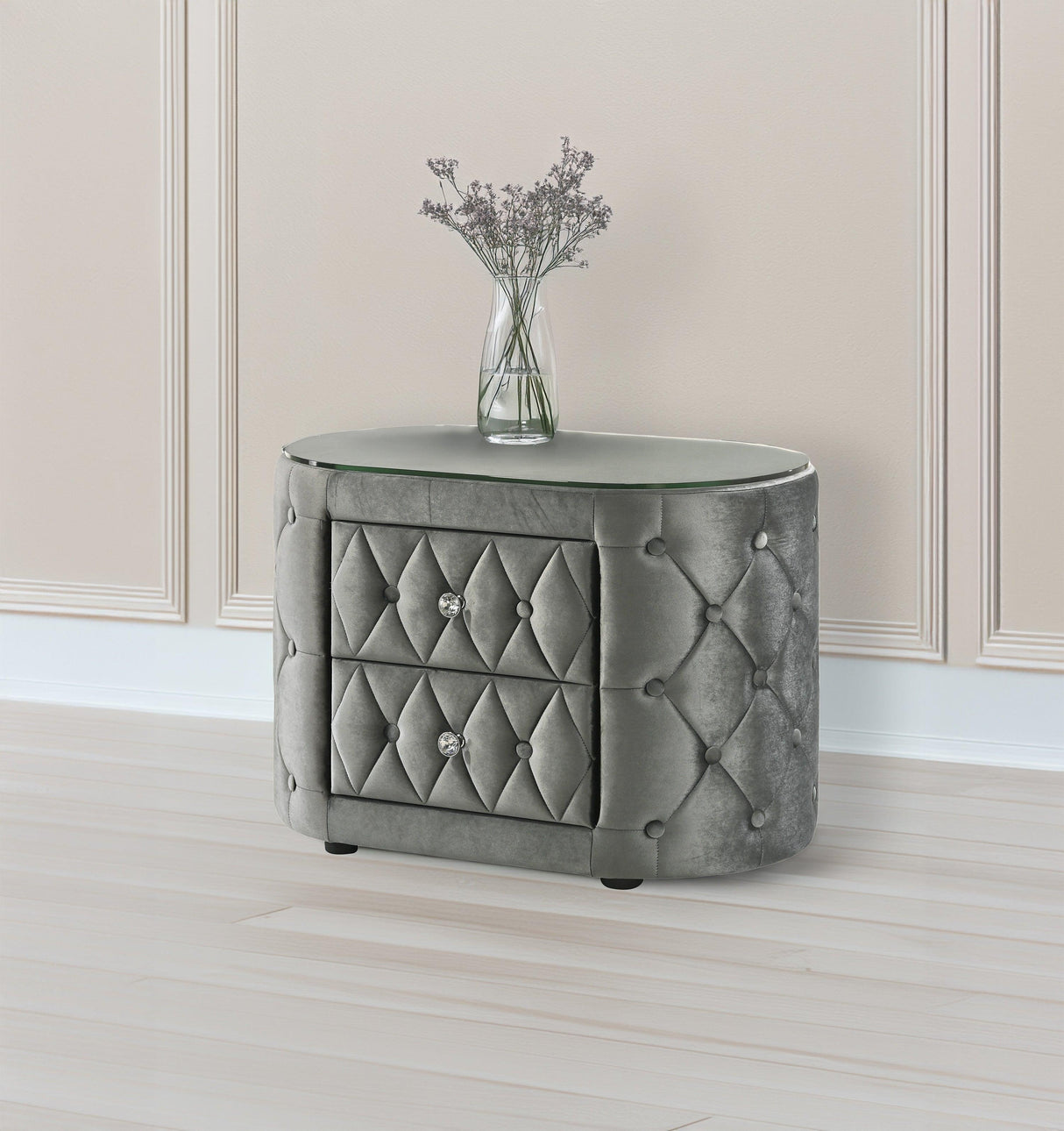 Voltare Gray Nightstand by Crown Mark at Eve Furniture