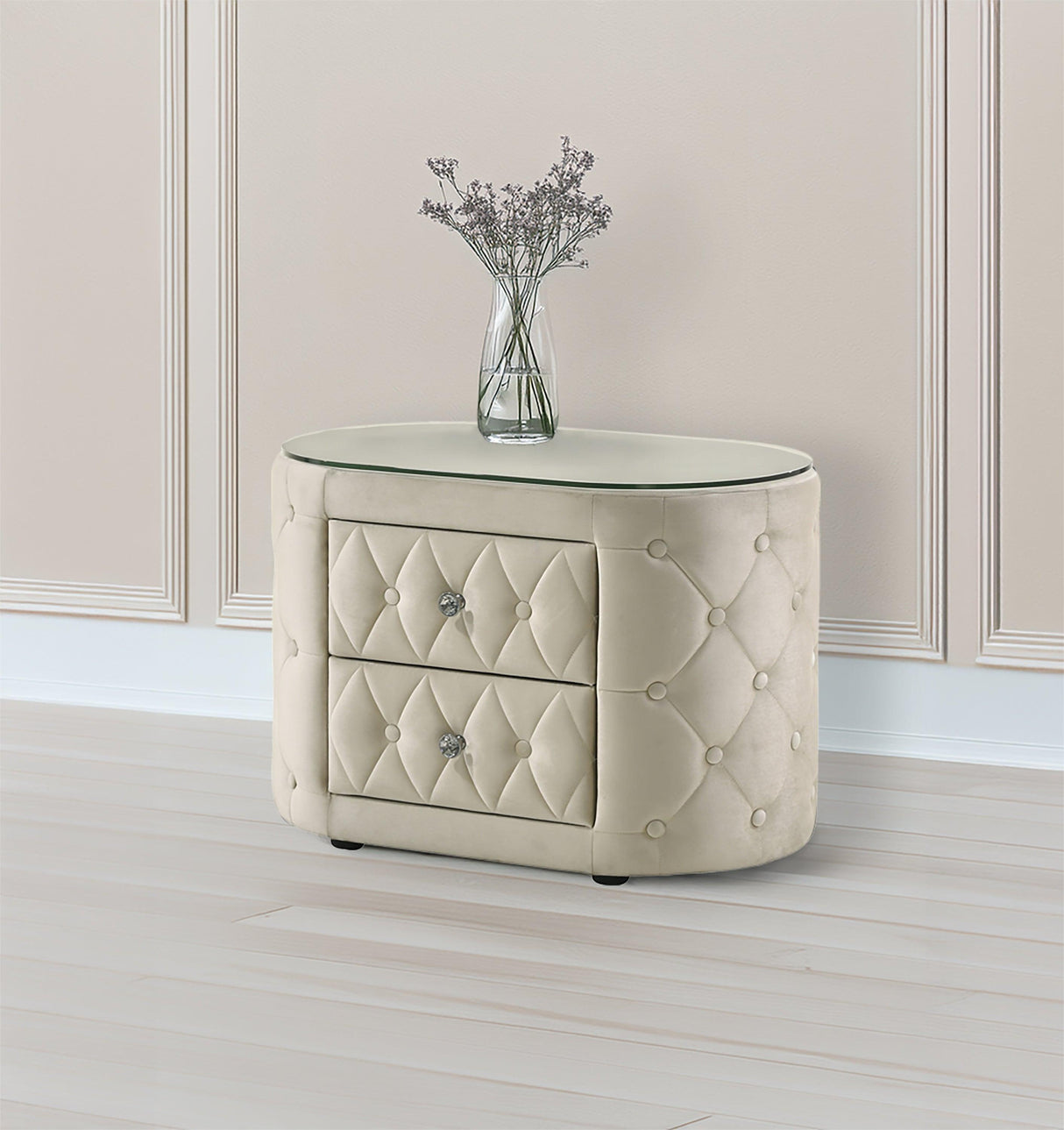Voltare Ivory Nightstand by Crown Mark at Eve Furniture