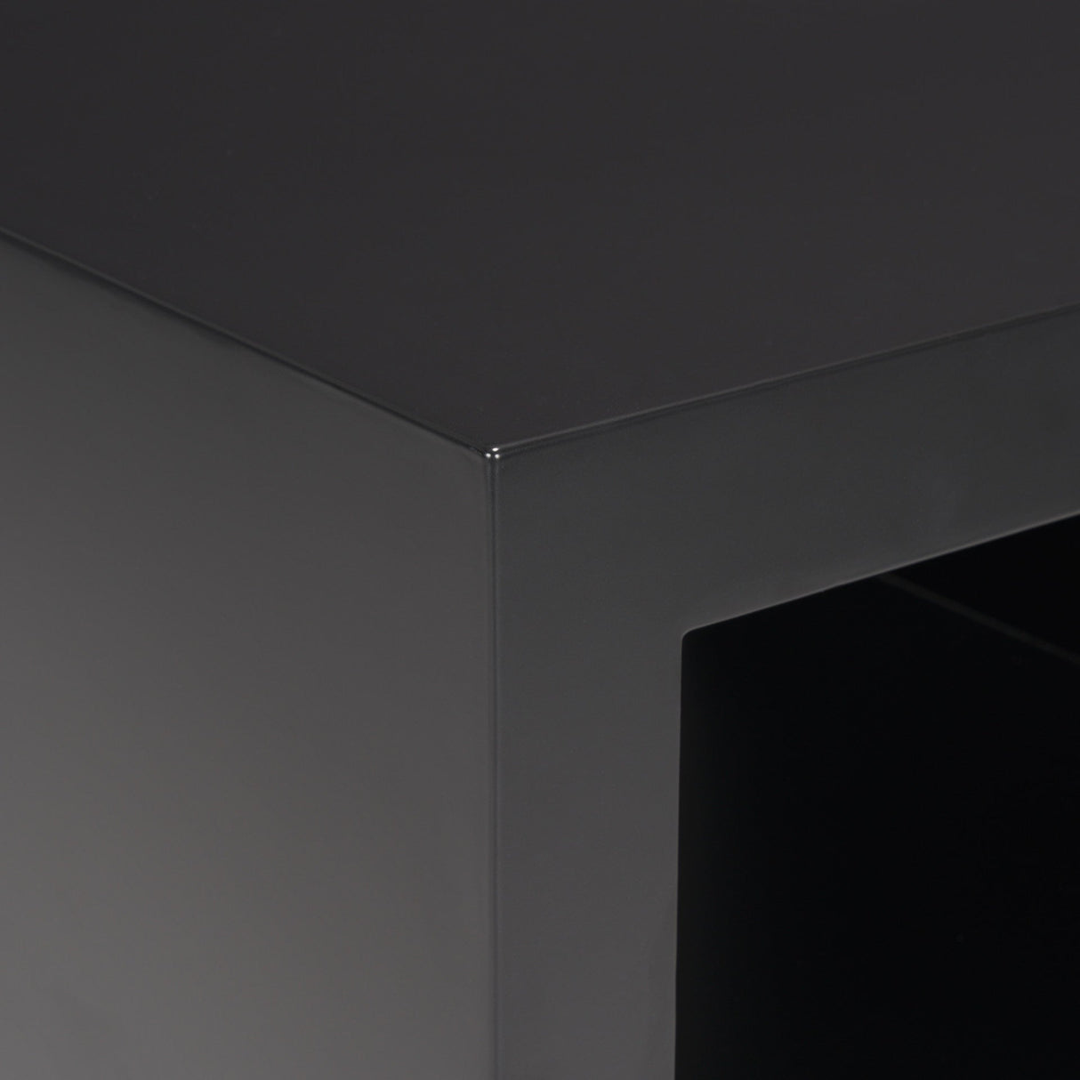 Vondra Matte Black Metal w/ Open Shelves Side table by Mercana at Eve Furniture
