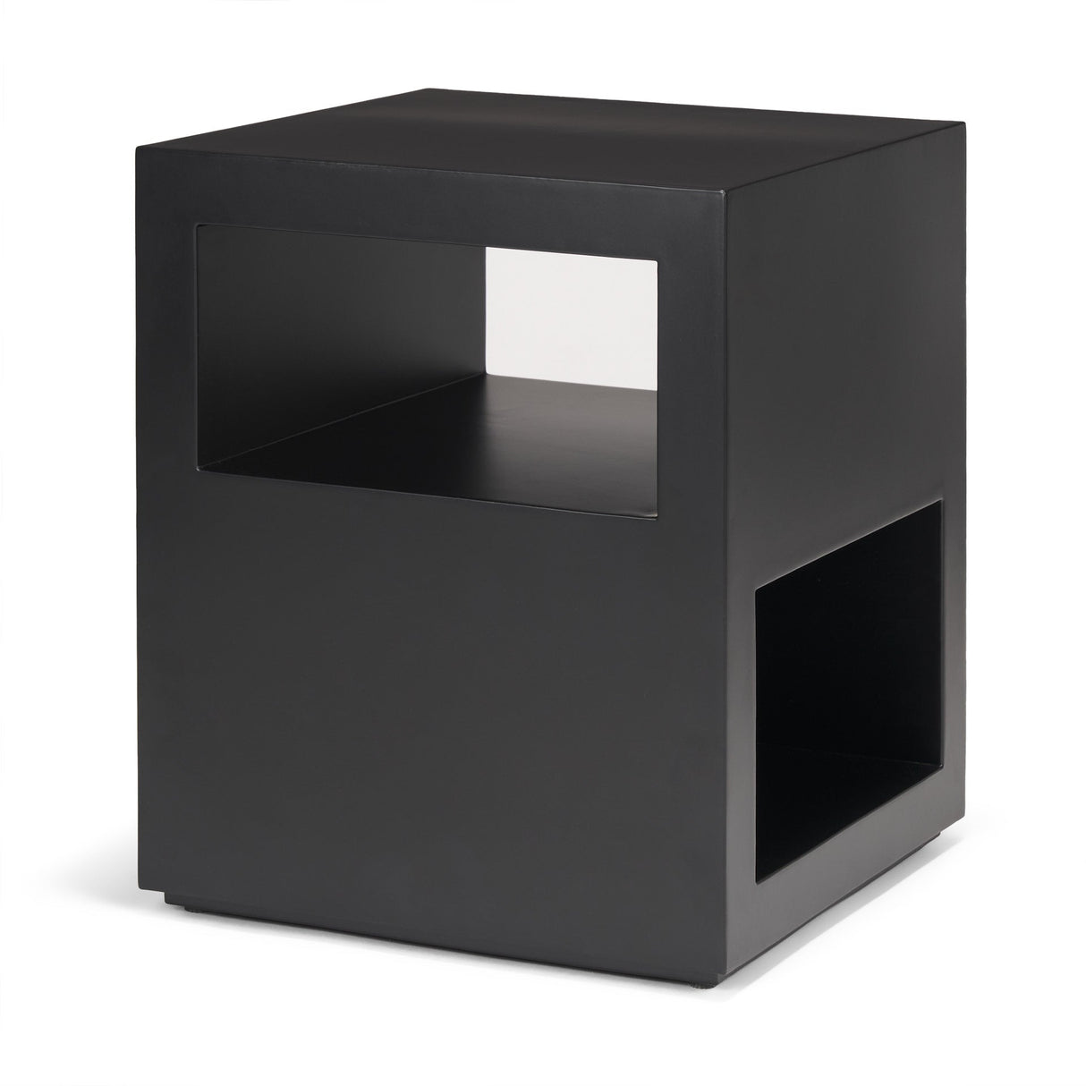 Vondra Matte Black Metal w/ Open Shelves Side table by Mercana at Eve Furniture